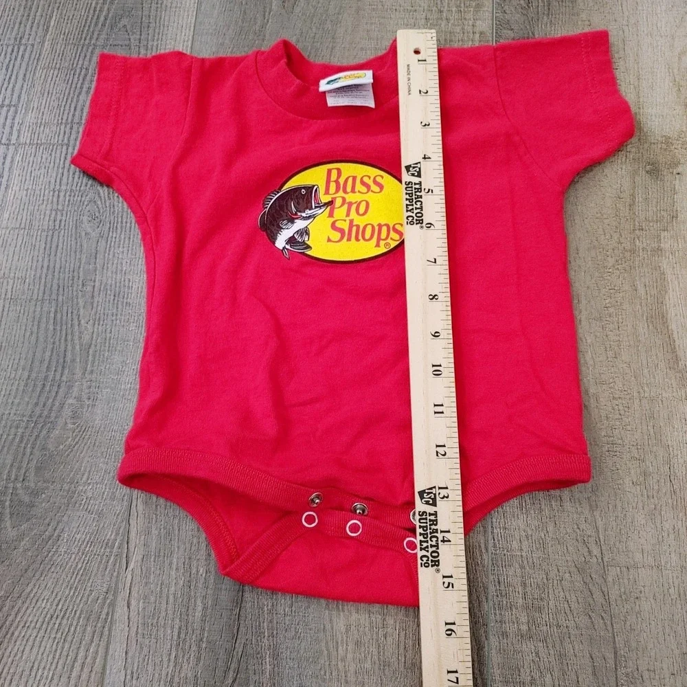 Bass Pro Shops Red Graphic Bodysuit Infant 18 Months Short Sleeve Cotton Logo